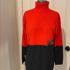 Escada Orange and Black book Turtleneck Sweater rare